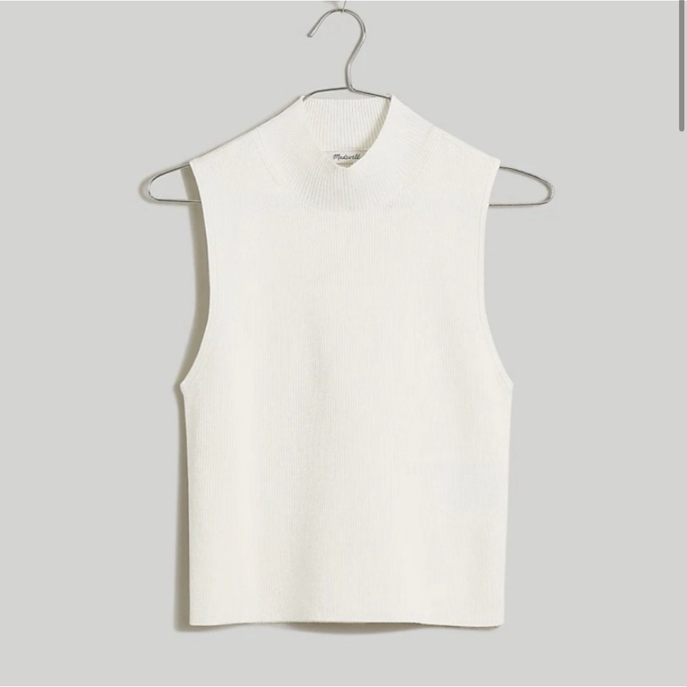 Madewell The Signature Knit Mockneck Sweater Tank antique cream